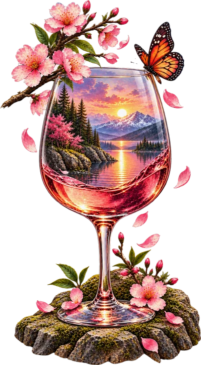 Mountain Lake Wine Glass T-Shirt199:1107 200:1111