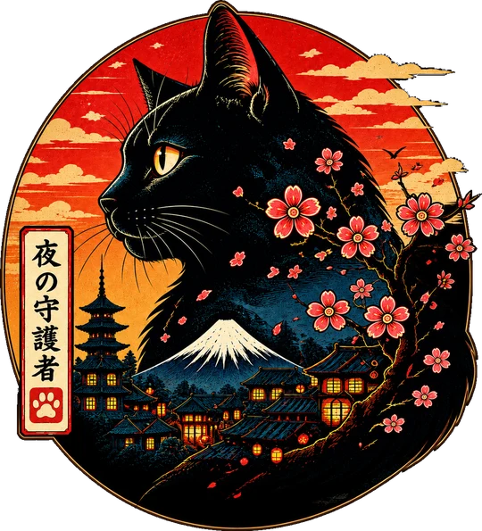 Night Guardian Cat T-Shirt203:1125 204:1129