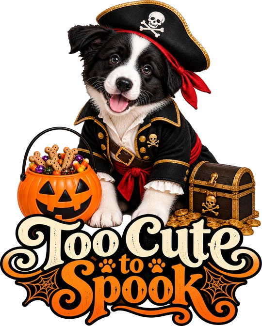 Too Cute to Spook Border Collie Pirate T-Shirt227:1273 228:1277
