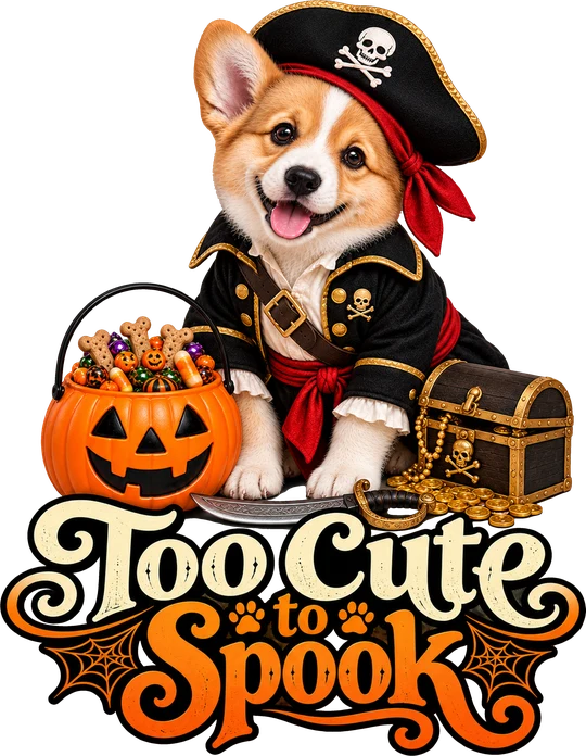 Too Cute to Spook Corgi Pirate T-Shirt243:1385 244:1389