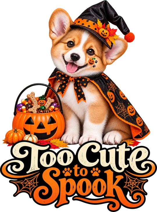 Too Cute to Spook Corgi Witch T-Shirt245:1399 246:1403