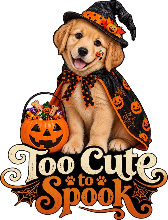 Too Cute to Spook Golden Retriever Witch Cape T-Shirt259:1497 260:1501