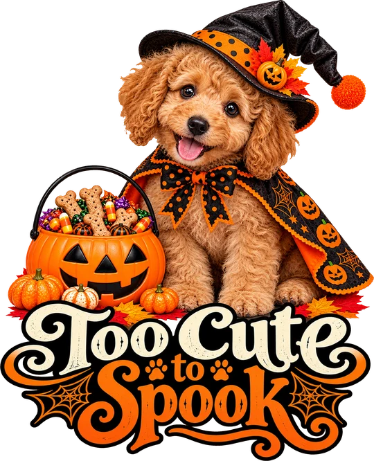 Too Cute to Spook Goldendoodle Curly Witch T-Shirt269:1567 270:1571