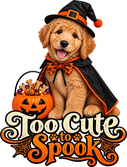 Too Cute to Spook Goldendoodle Witch T-Shirt271:1581 272:1585
