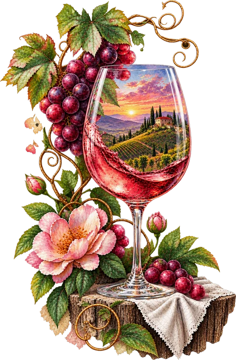 Tuscan Vineyard Wine Glass T-Shirt273:1595 274:1599