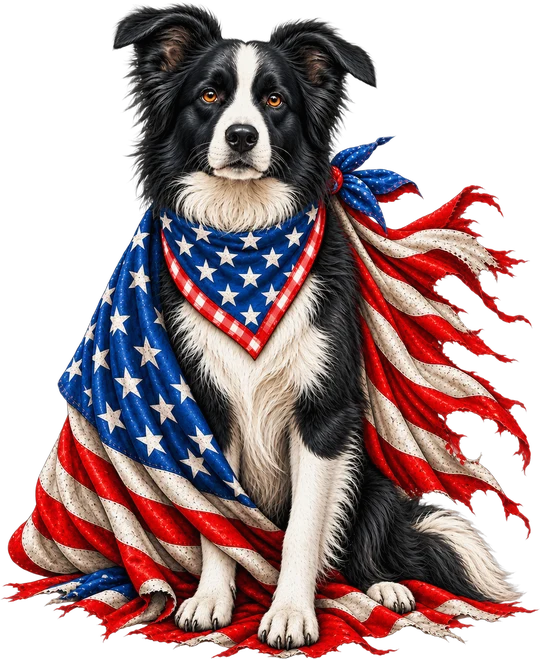 Border Collie American Flag Bandana Cape T-Shirt287:1663 288:1667