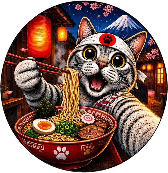 Cat Ramen Hachimaki T-Shirt301:1761 302:1765