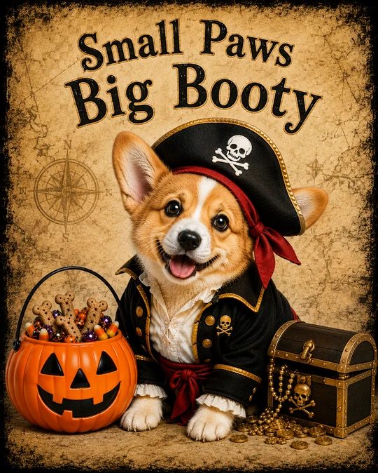 Corgi Pirate Poster T-Shirt303:1775 304:1779