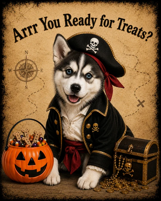 Husky Pirate Poster T-Shirt305:1789 306:1793