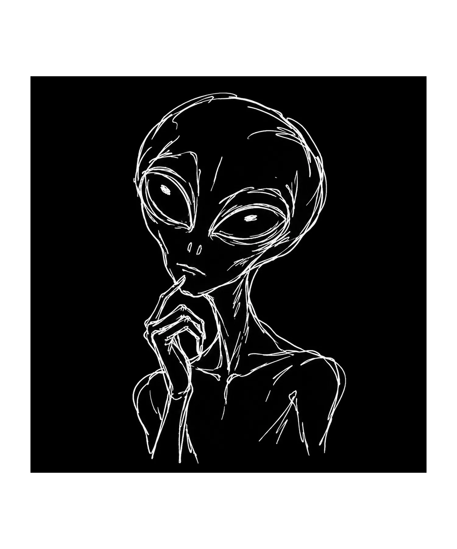 Alien Thinker Line Art T-Shirt315:1839 316:1843