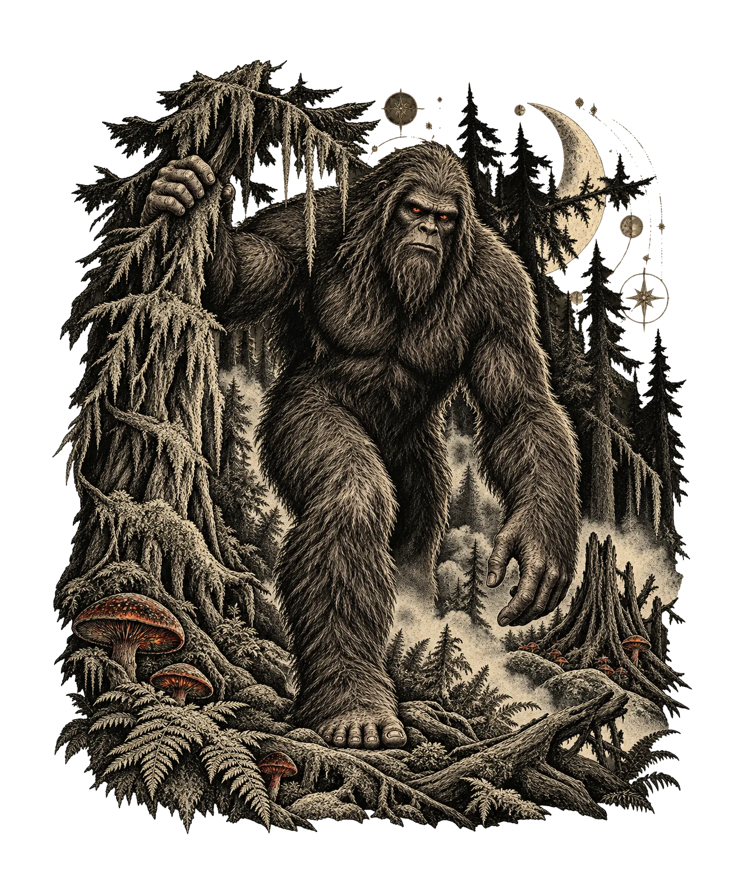 Bigfoot Forest Engraving T-Shirt331:1911 332:1915