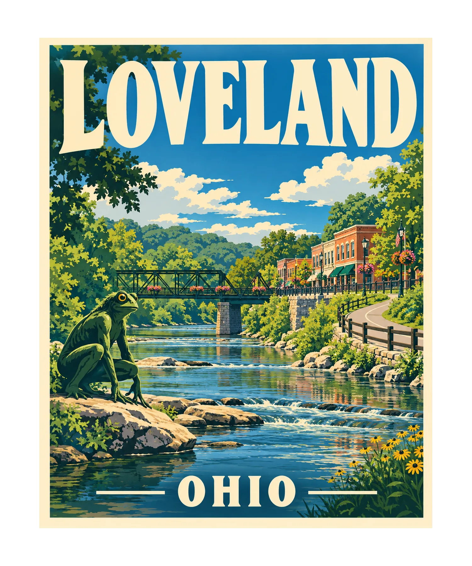 Loveland Ohio Travel Poster T-Shirt369:2082 370:2086