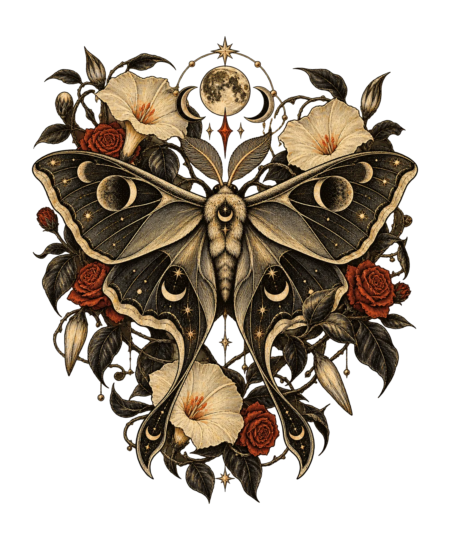 Lunar Moth and Florals T-Shirt371:2091 372:2095