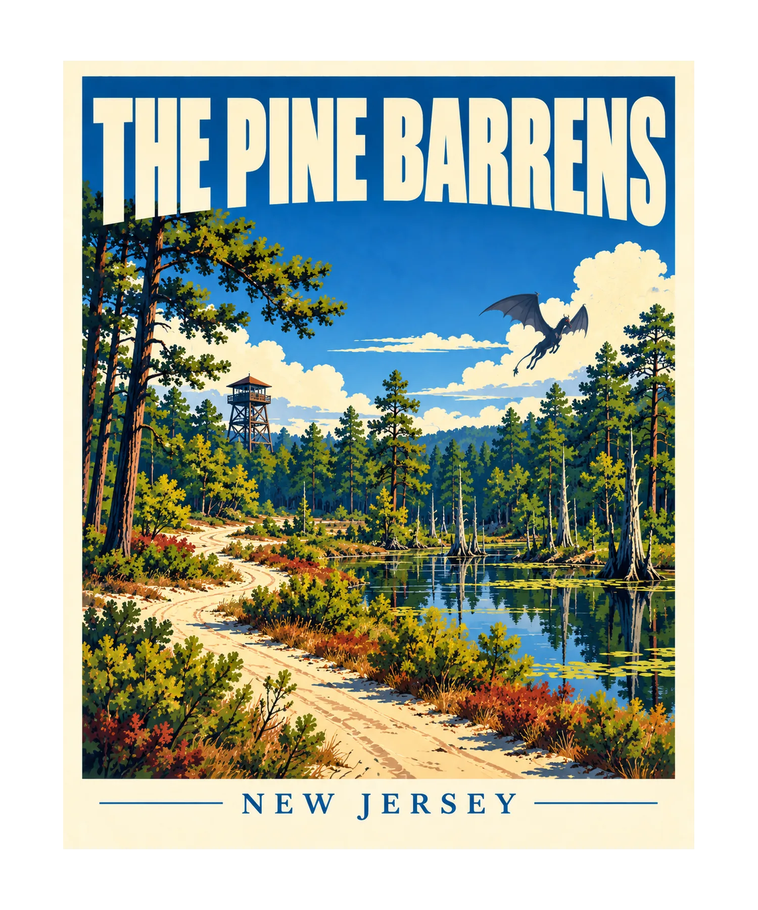 Pine Barrens New Jersey Travel Poster T-Shirt387:2163 388:2167