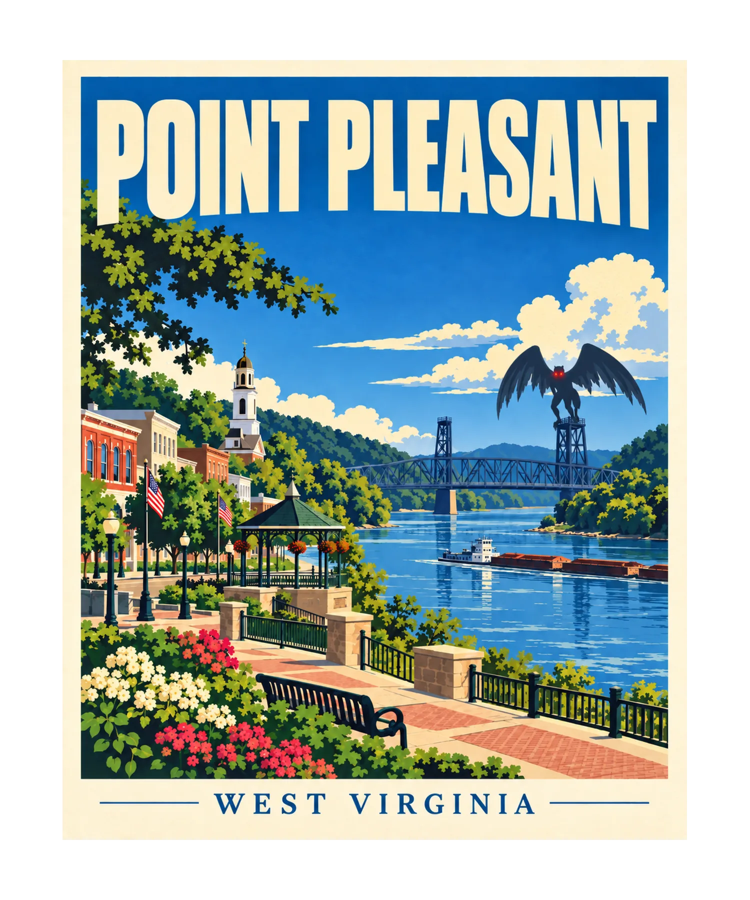 Point Pleasant West Virginia Travel Poster T-Shirt391:2181 392:2185