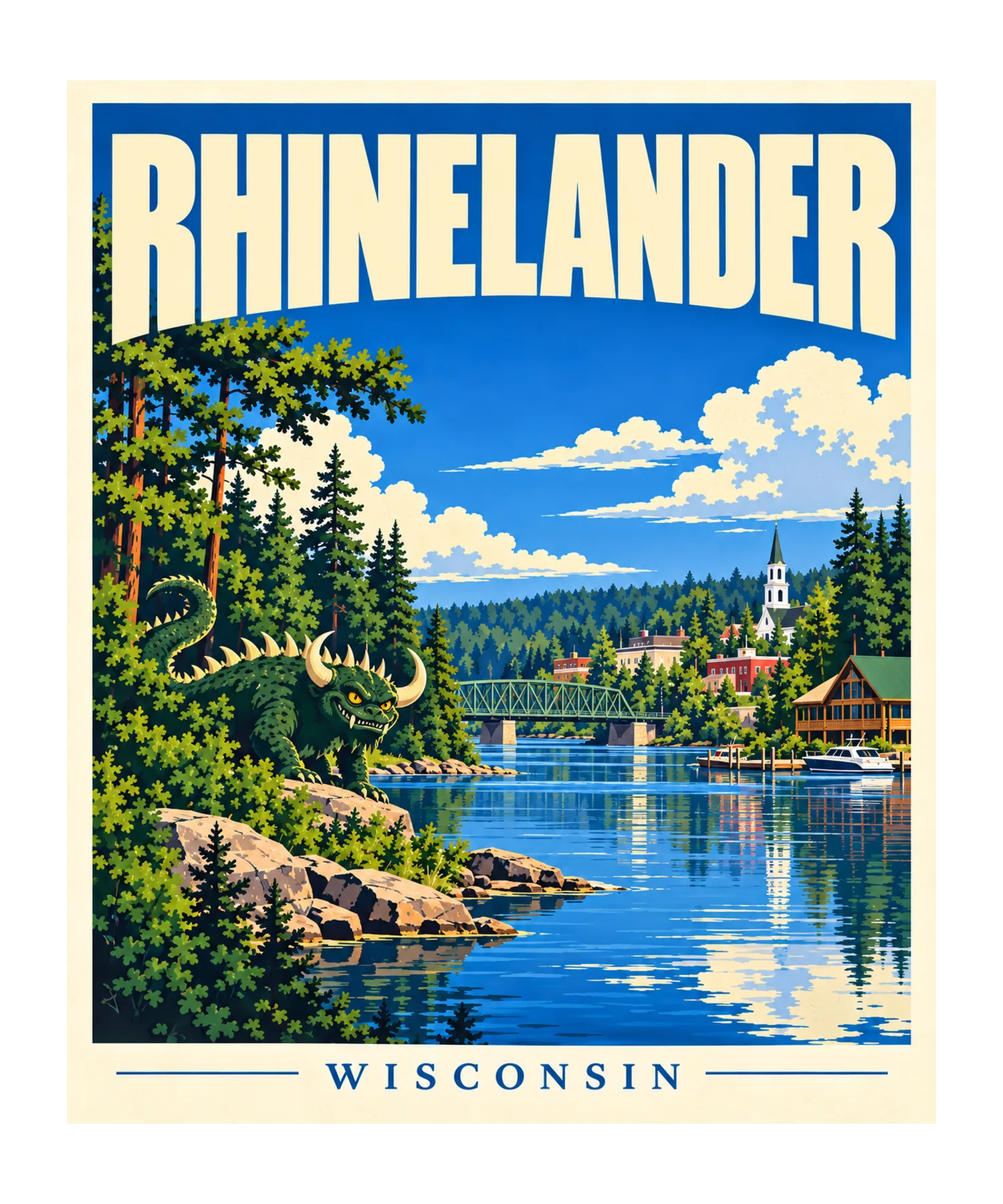 Rhinelander Wisconsin Travel Poster T-Shirt395:2199 396:2203
