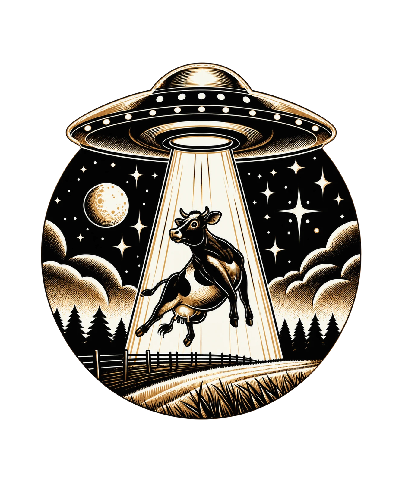 Alien Abduction Cow UFO Farm T-Shirt3:10 4:14