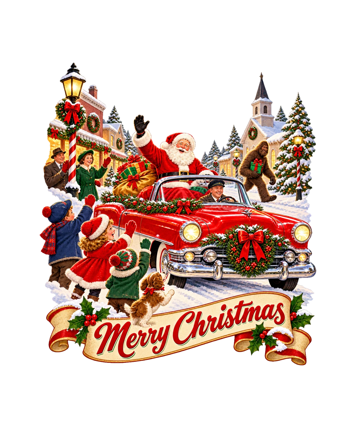 Retro Santa Parade Bigfoot T-Shirt437:2401 438:2405