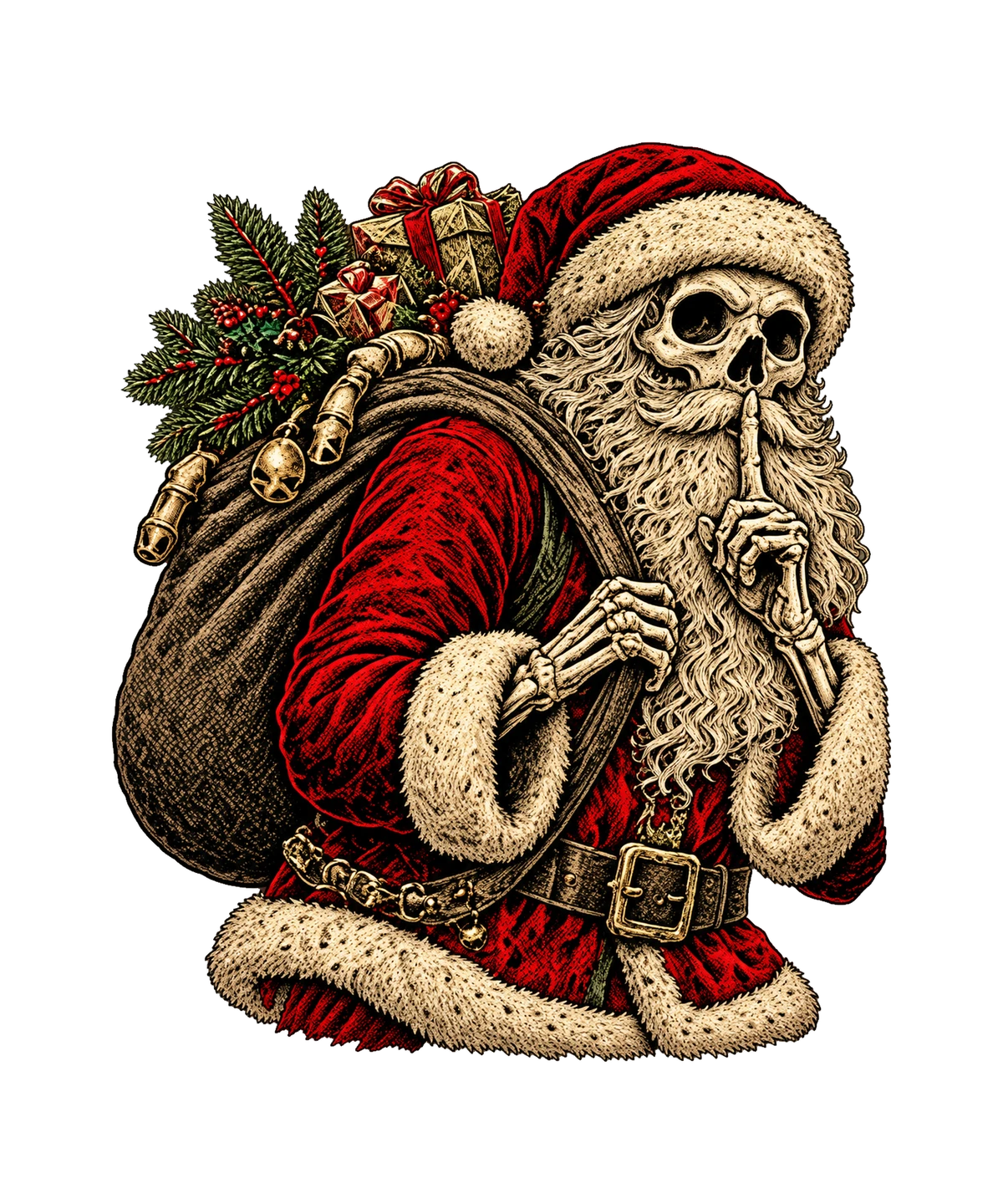 Skeleton Santa Shush T-Shirt443:2428 444:2432