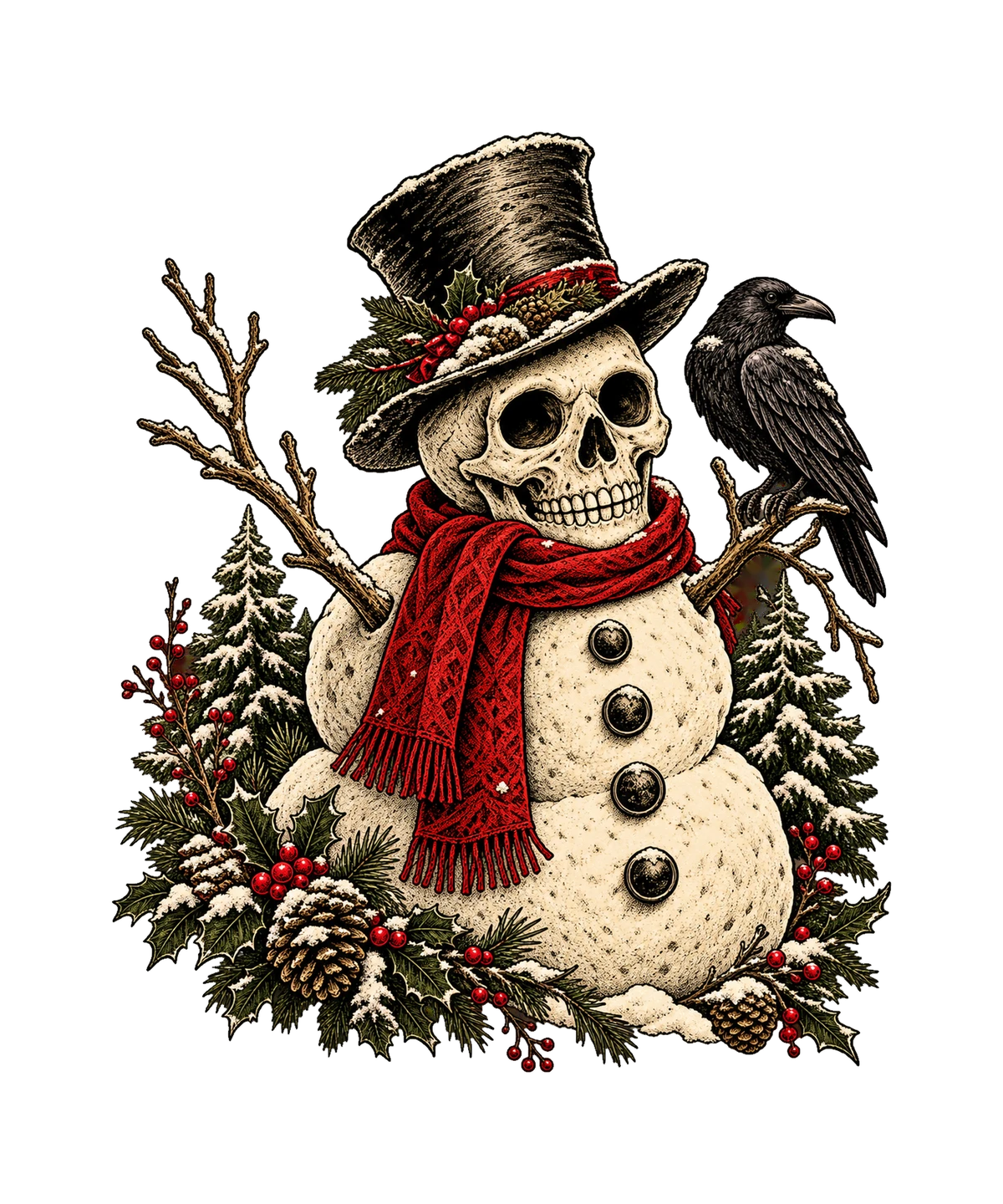 Skeleton Snowman Raven T-Shirt445:2437 446:2441