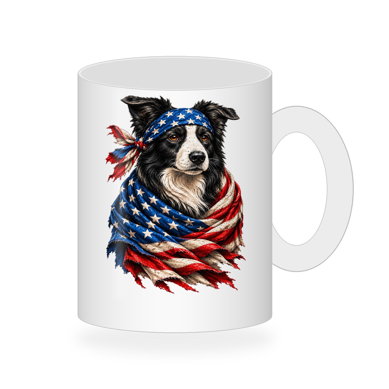 Border Collie American Flag Headband Cape Coffee Mug454:2467