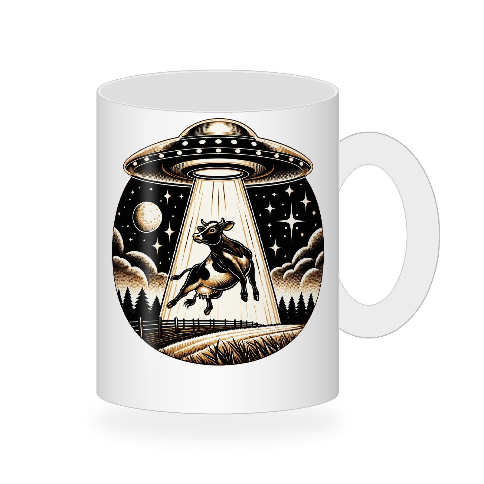 Cow Abduction Vintage Line Art Coffee Mug459:2472