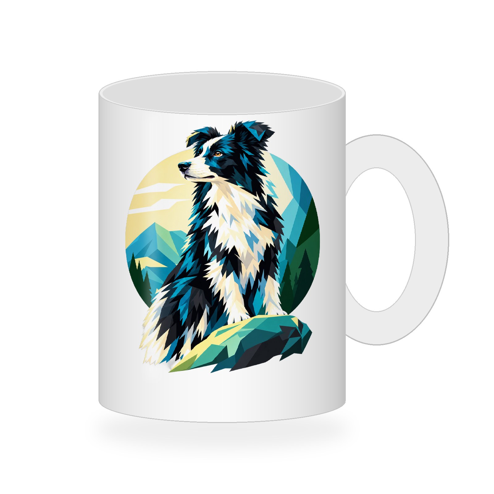 Geometric Border Collie Coffee Mug463:2476