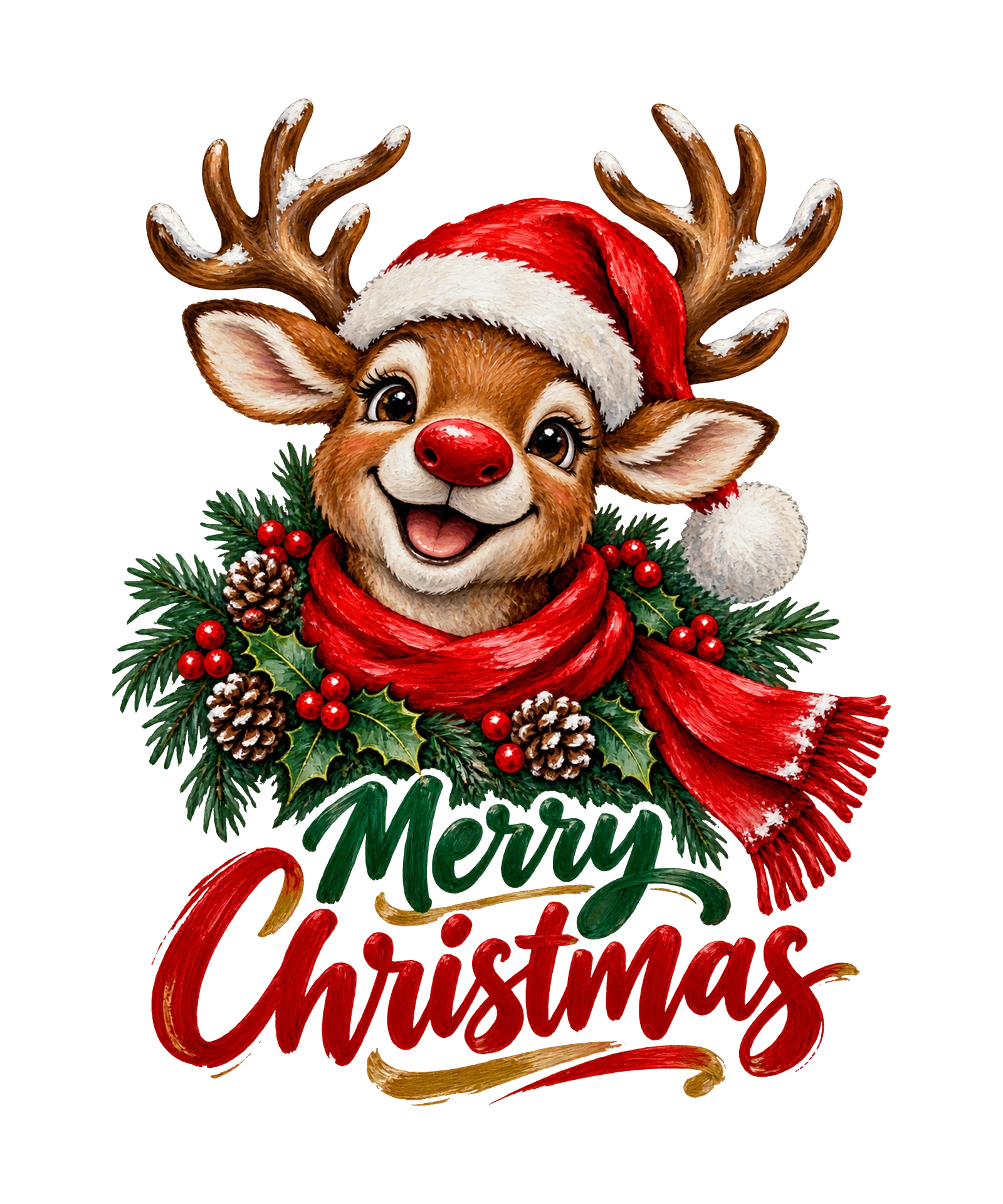 Festive Reindeer Christmas Greeting T-Shirt484:2504 485:2508