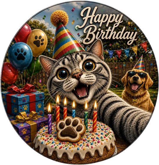 Birthday Cat and Dog Selfie T-Shirt131:676 132:680