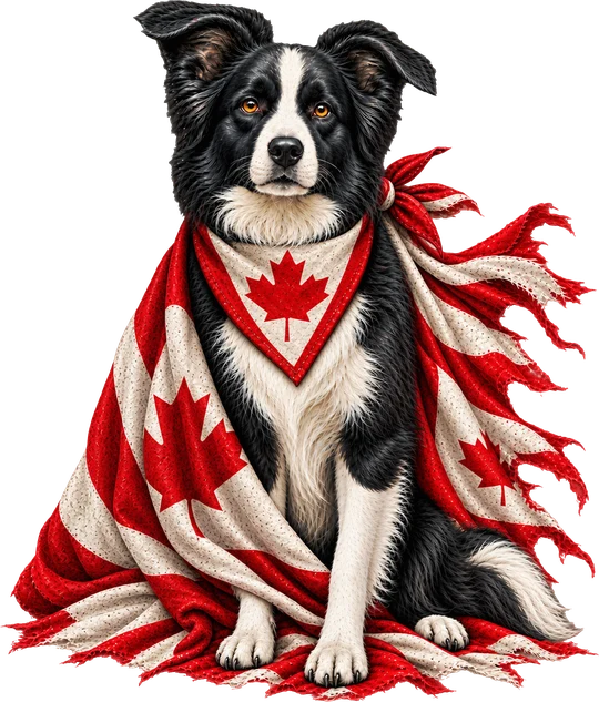 Border Collie Canadian Flag Bandana Cape T-Shirt135:704 136:708