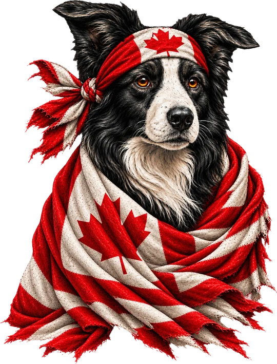 Border Collie Canadian Flag Headband Cape T-Shirt137:718 138:722
