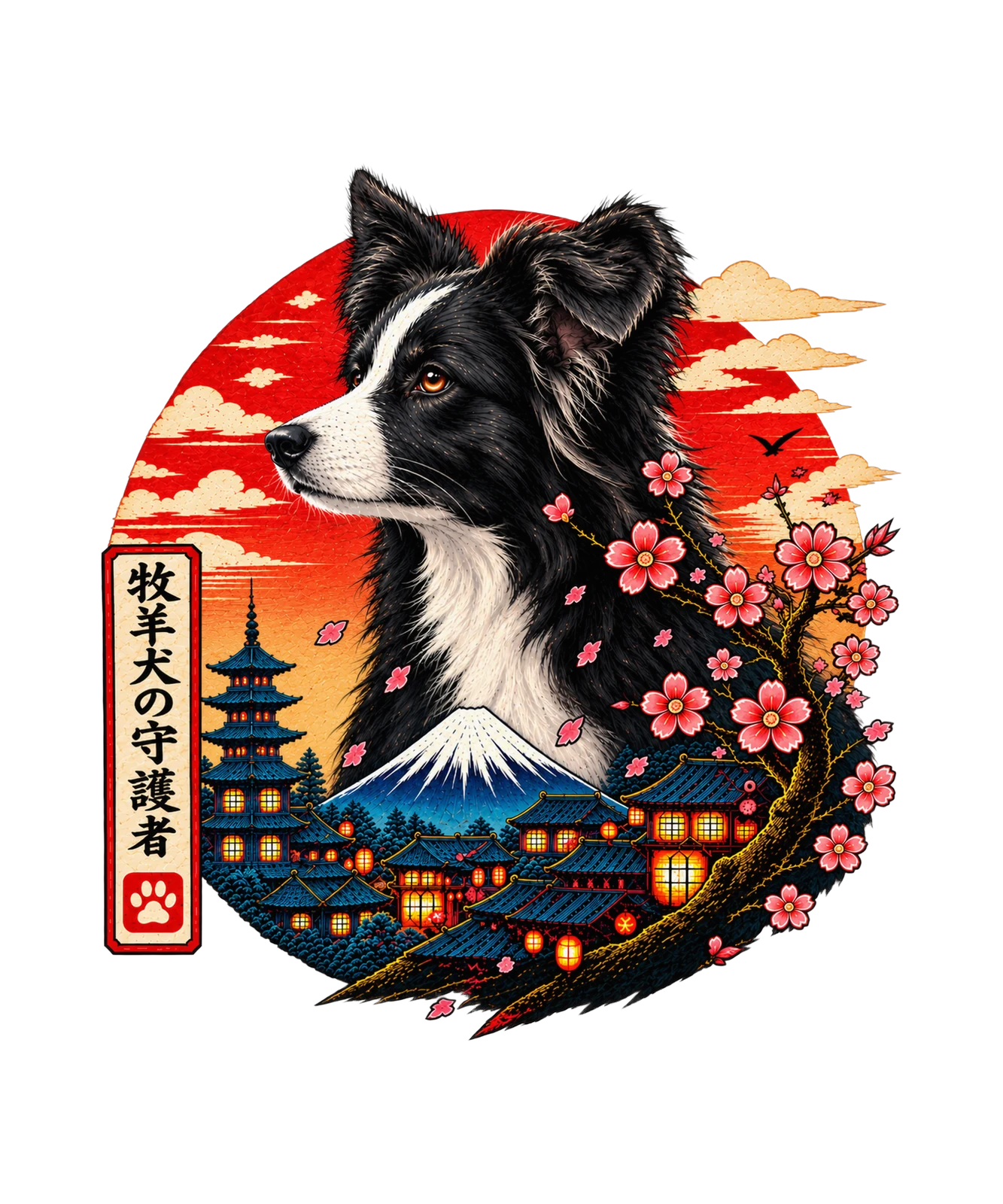 Border Collie Japanese Guardian T-Shirt13:55 14:59