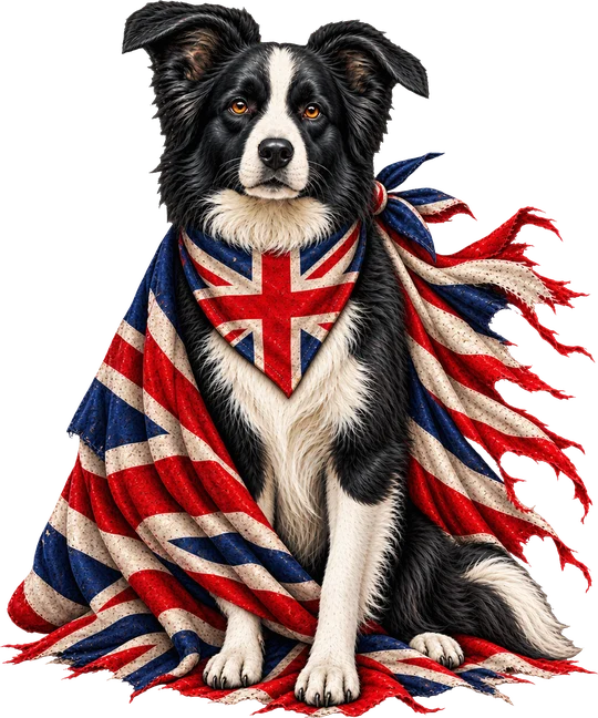 Border Collie Union Jack Bandana Cape T-Shirt139:732 140:736