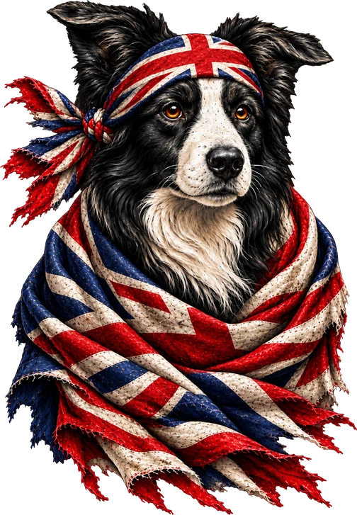Border Collie Union Jack Headband Cape T-Shirt141:746 142:750
