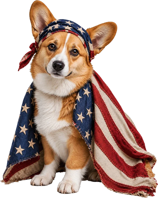 Corgi American Flag Headwrap T-Shirt159:872 160:876
