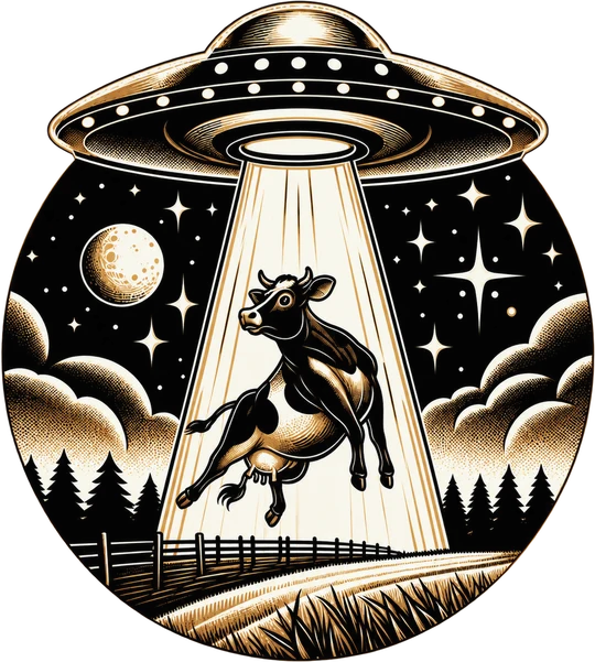 Cow Abduction Vintage Line Art T-Shirt167:928 168:932