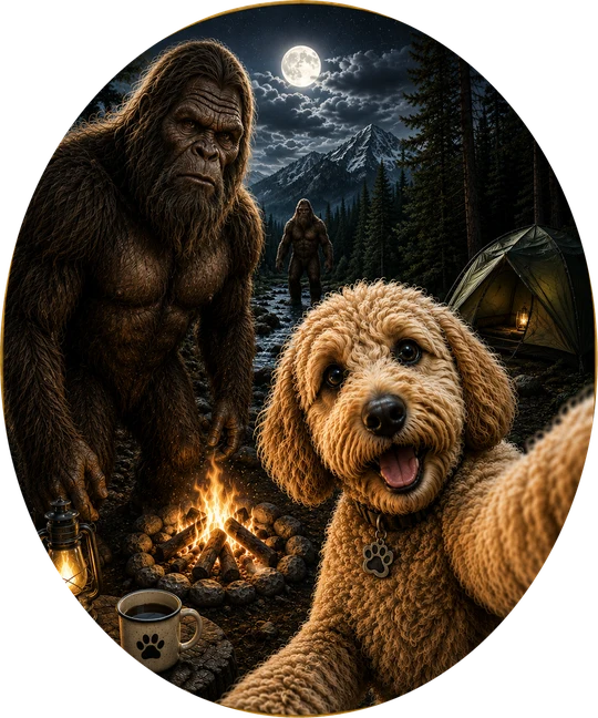 Goldendoodle Bigfoot Campfire T-Shirt175:974 176:978