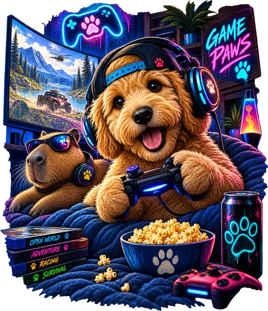 Goldendoodle Gaming Paws T-Shirt177:988 178:992