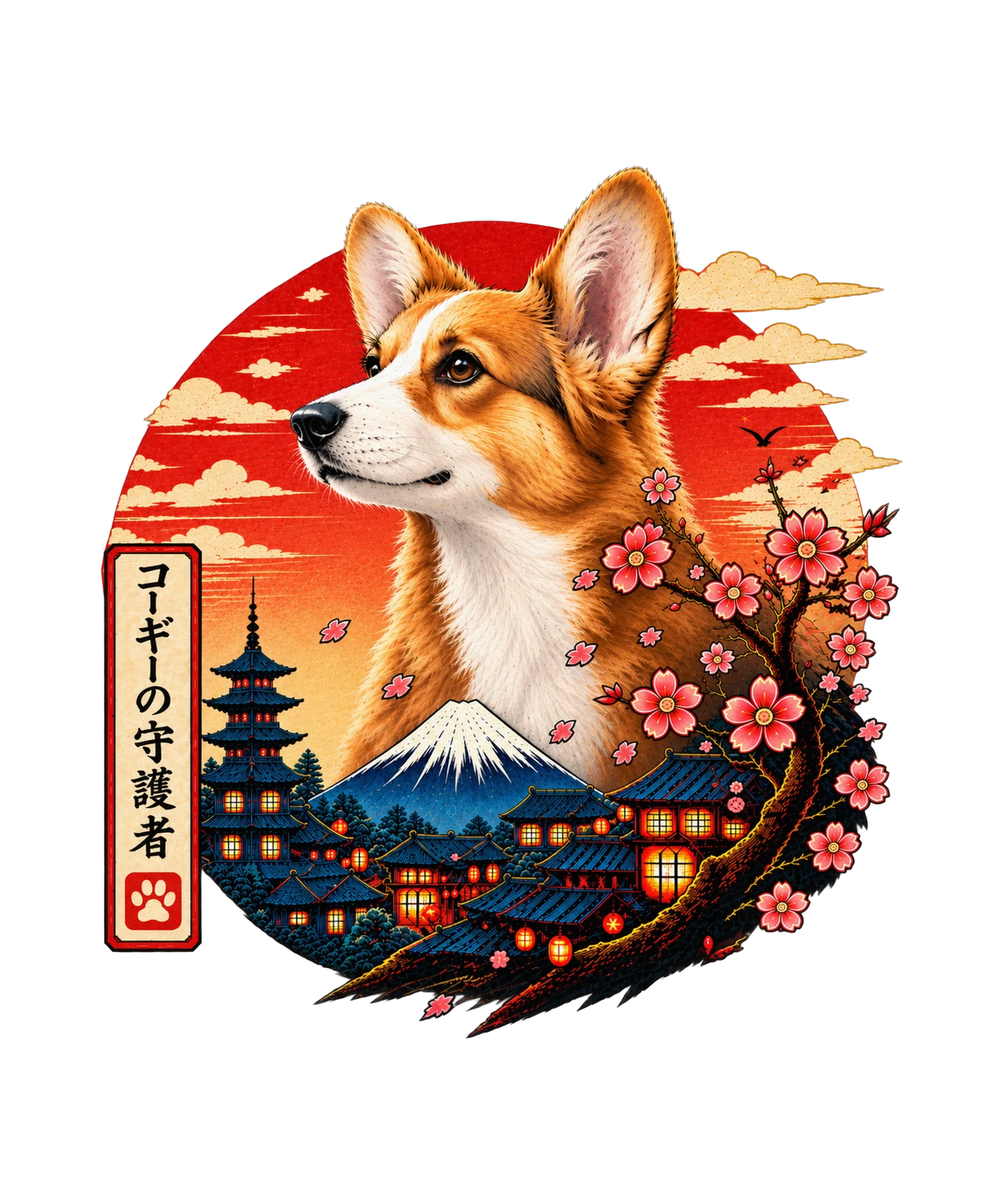 Corgi Japanese Guardian T-Shirt17:73 18:77