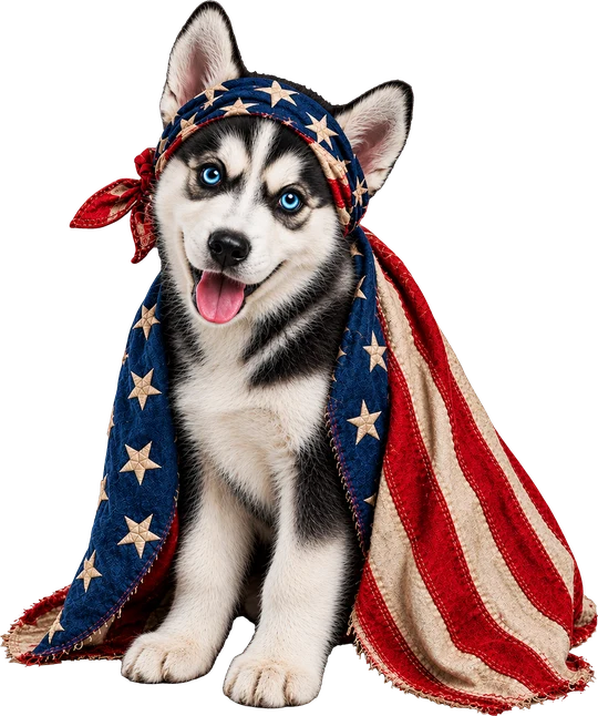 Husky American Flag Headwrap T-Shirt187:1048 188:1052