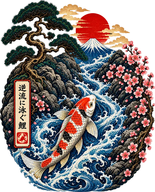 Koi Swimming Upstream T-Shirt191:1071 192:1075