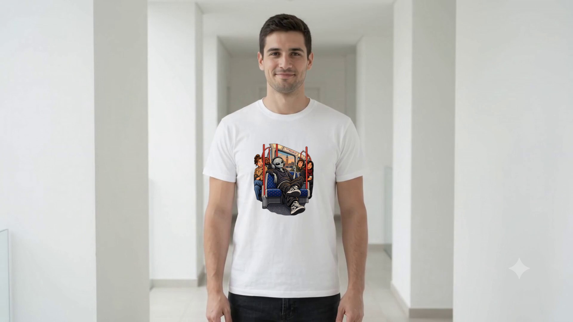 Model wearing the Alien Tube Commuter T-Shirt