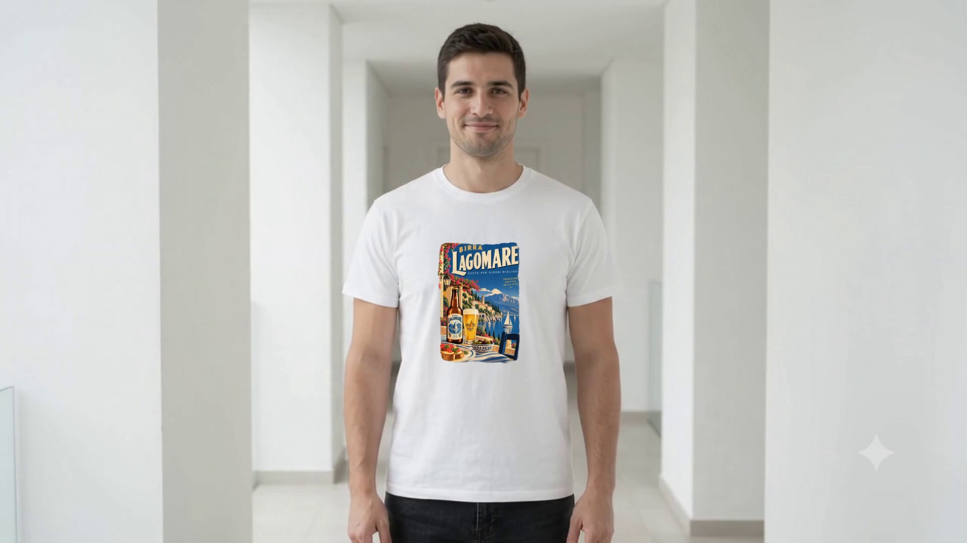 Model wearing the Birra Lagomare T-Shirt