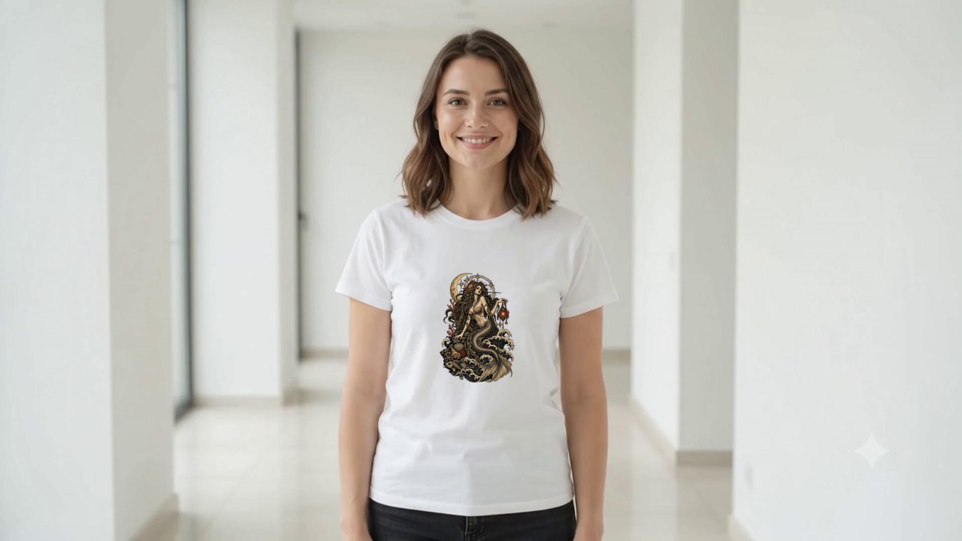Model wearing the Moonlit Mermaid T-Shirt