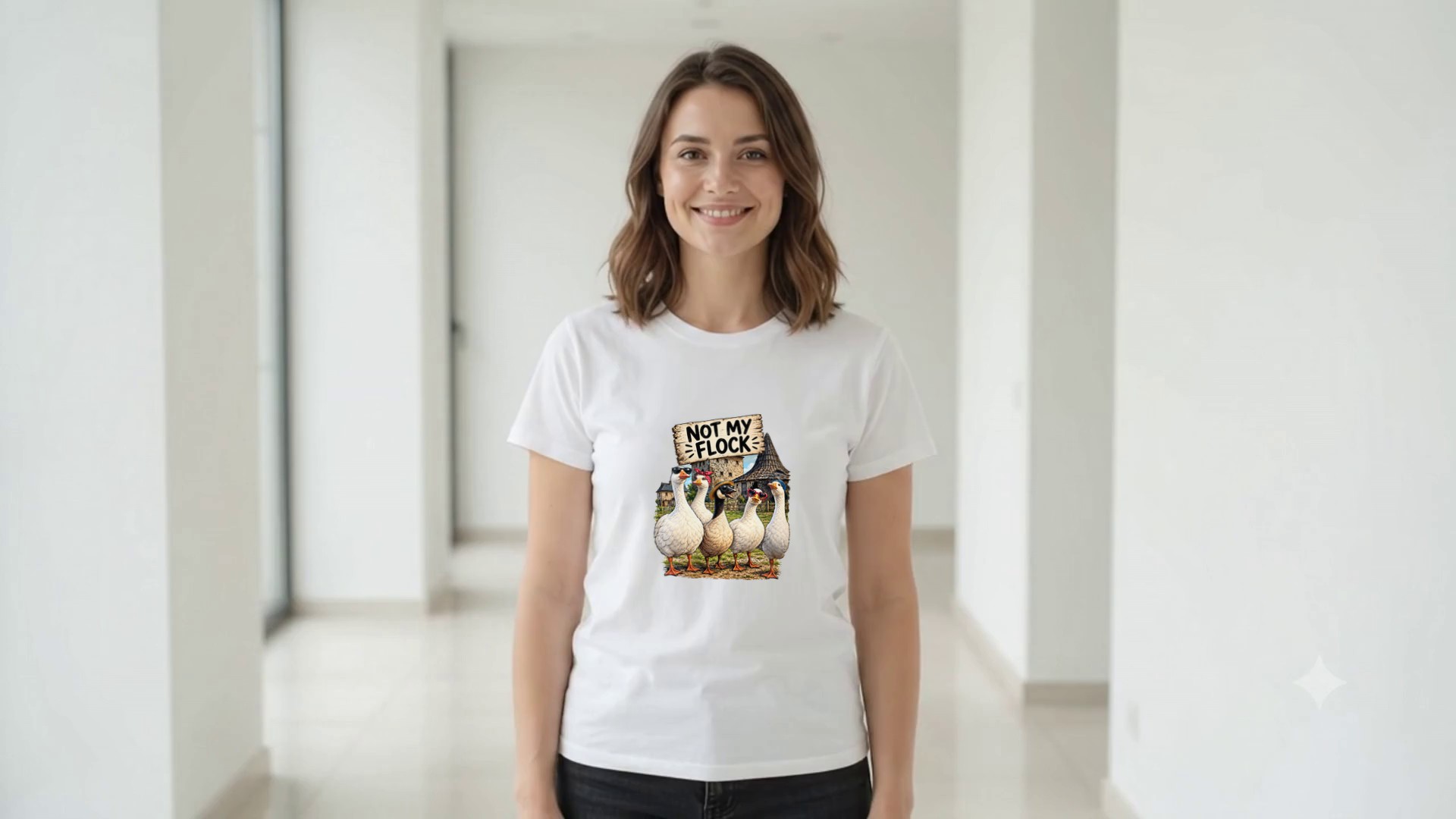 Model wearing the Not My Flock T-Shirt