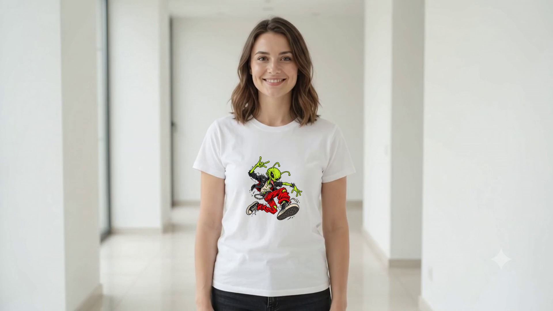Model wearing the Punk Alien Dancer T-Shirt